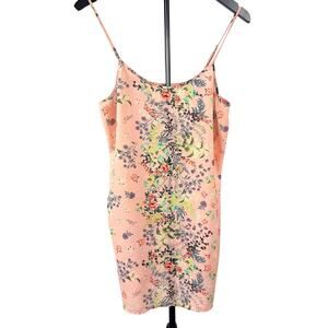 Flora Nikrooz Floral Satin Cami Top Pink Multicolor Slip Lingerie Sleepwear Sz S